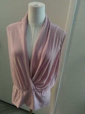 OGL Draped V-Neck Sleeveless Sleep Top - Blush Pink